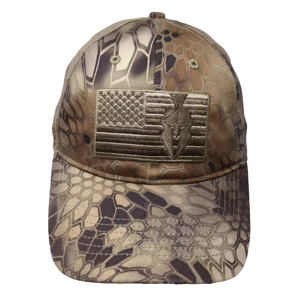 Kryptek Baseball Cap Brown Gray OS American Flag Spartan Camo Hat Strapback